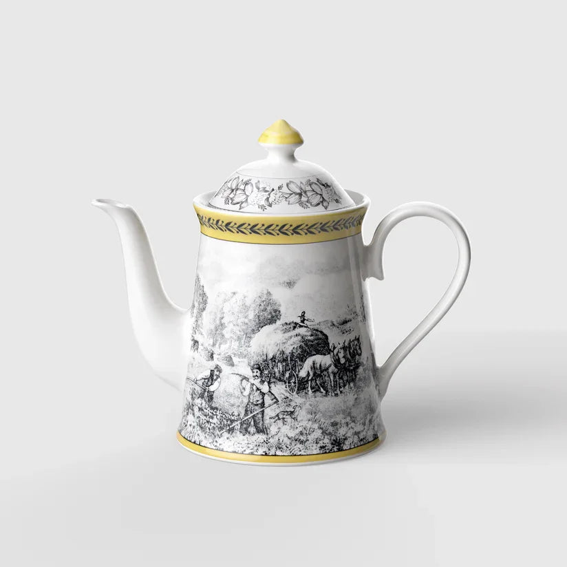 Jarra de Café Rhovella Maison Tempo de Colher Porcelana Rústica 1.1L Luxo