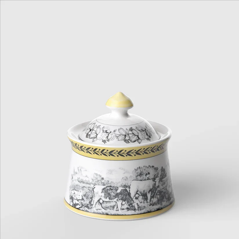 Açucareiro Rhovella Maison Tempo de Colher Porcelana Rústica 260ml Luxo