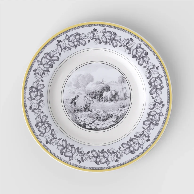 Prato Raso Rhovella Maison Tempo de Colher Porcelana Rústica Luxo
