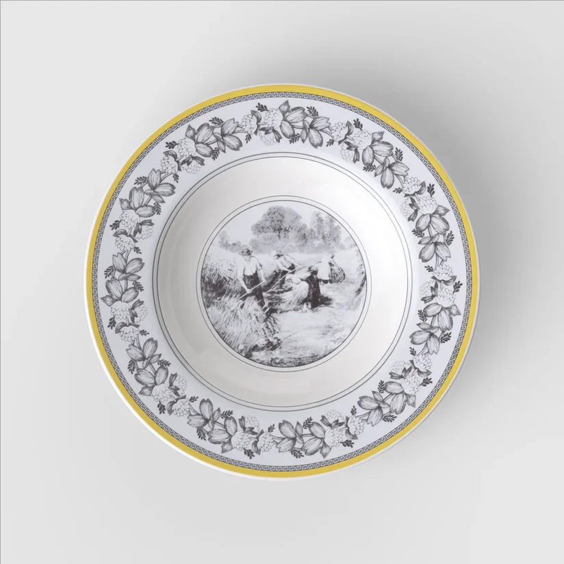 Prato Fundo Rhovella Maison Tempo de Colher Porcelana Rústica 280ml Luxo