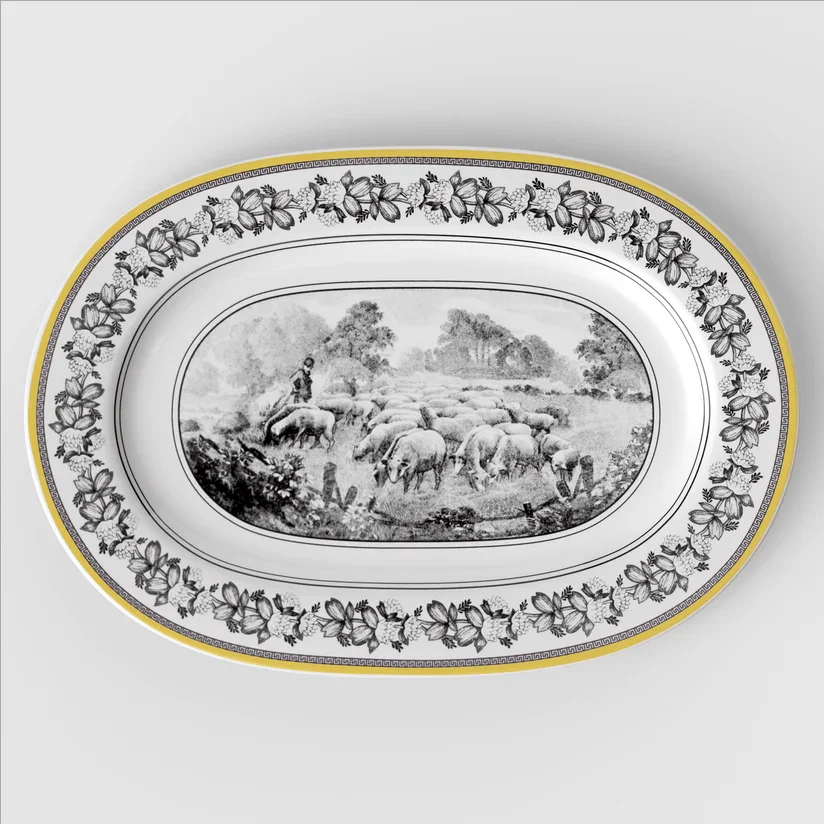 Travessa Oval Rhovella Maison Tempo de Colher Porcelana Rústica Luxo