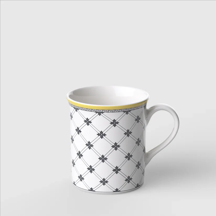 Caneca Rhovella Maison Tempo de Colher Porcelana Rústica 250ml Luxo