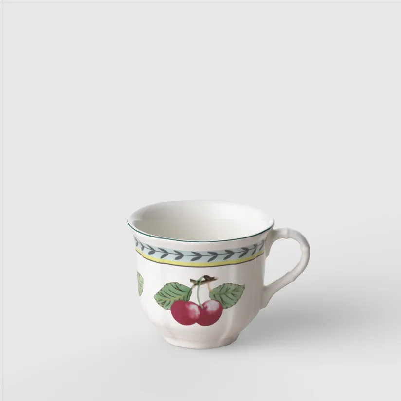 Xícara de Café Rhovella Maison Dionysia Porcelana Estampa Frutas Luxo