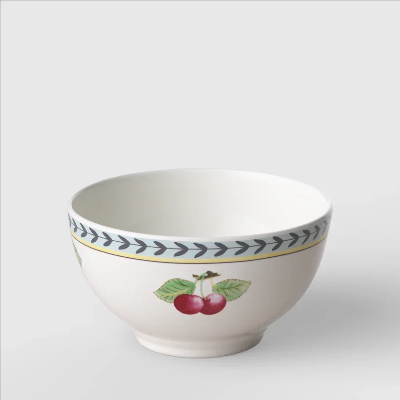 Bowl Sobremesa Rhovella Maison Dionysia Porcelana Frutas 470ml Luxo