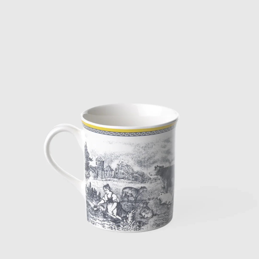 Caneca Rhovella Maison Tempo de Colher Porcelana Rústica 250ml Luxo