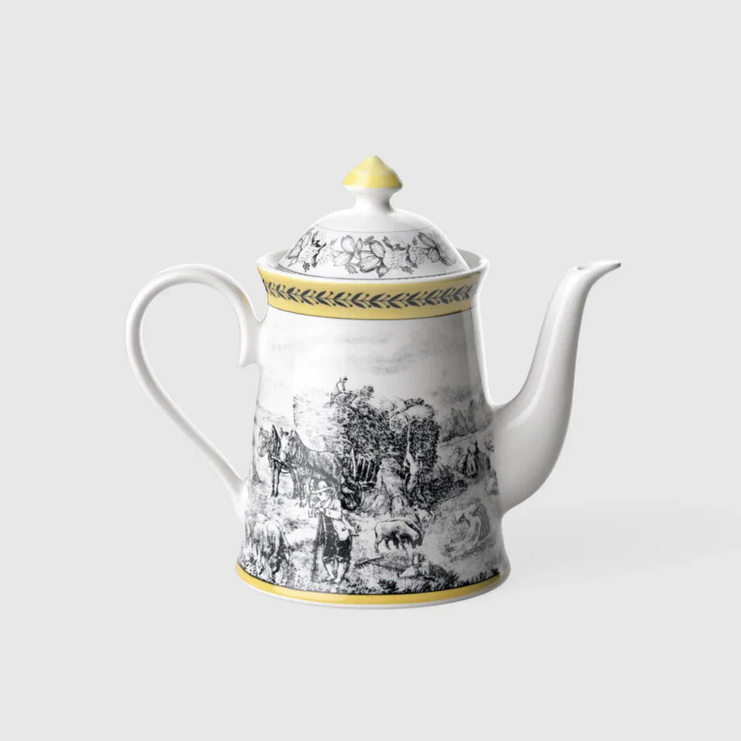 Jarra de Café Rhovella Maison Tempo de Colher Porcelana Rústica 1.1L Luxo