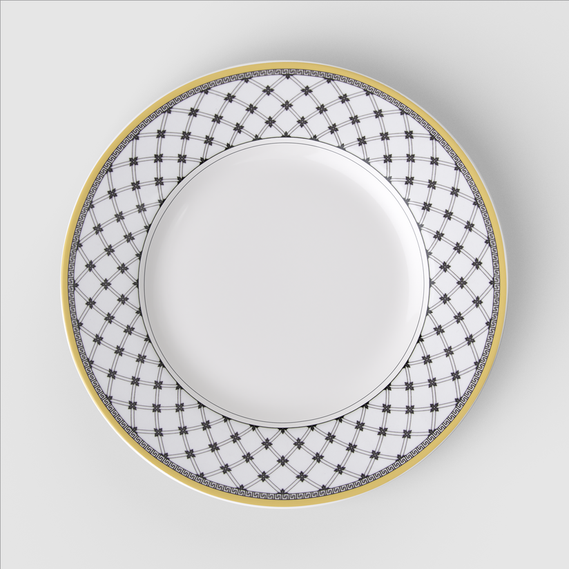 Prato Sobremesa Rhovella Maison Tempo de Colher Porcelana Rústica Luxo