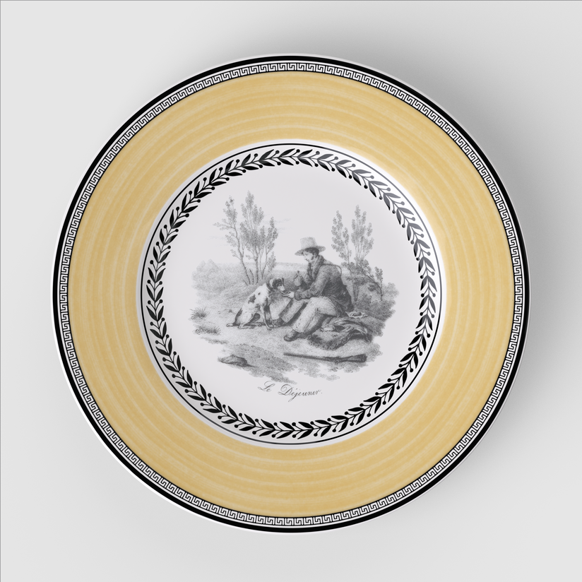 Prato Sobremesa Rhovella Maison Tempo de Colher Porcelana Rústica Luxo