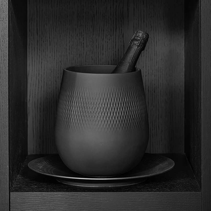 Vaso de Porcelana Rhovella Maison Caviar Noir Preto 5.5L Luxo