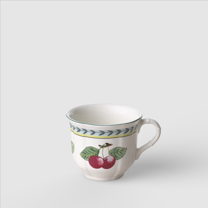Xícara de Café Rhovella Maison Dionysia Porcelana Estampa Frutas Luxo