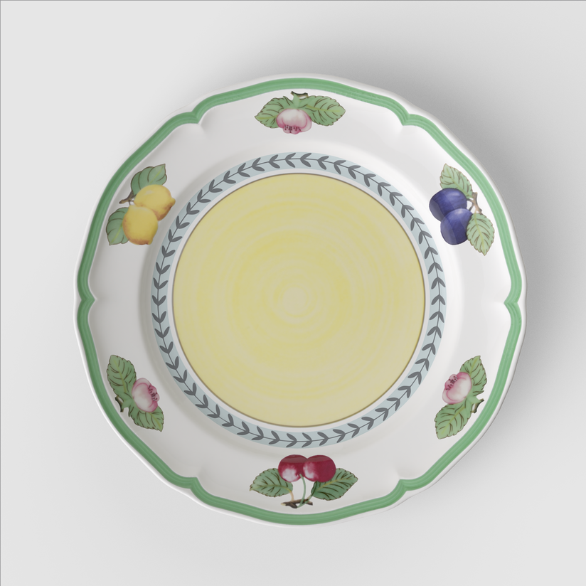 Prato Raso Rhovella Maison Dionysia Porcelana Frutas Luxo
