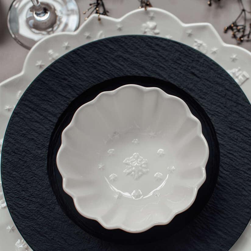 Prato Raso Rhovella Maison Caviar Noir Porcelana Preto Luxo