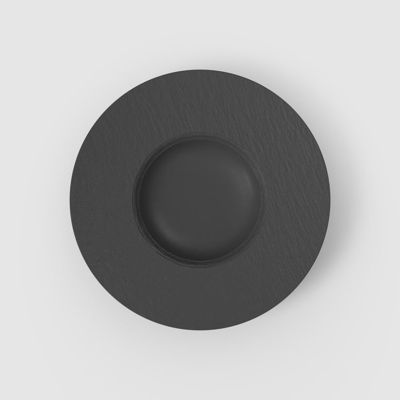 Prato Fundo Rhovella Maison Caviar Noir Porcelana Preto Luxo