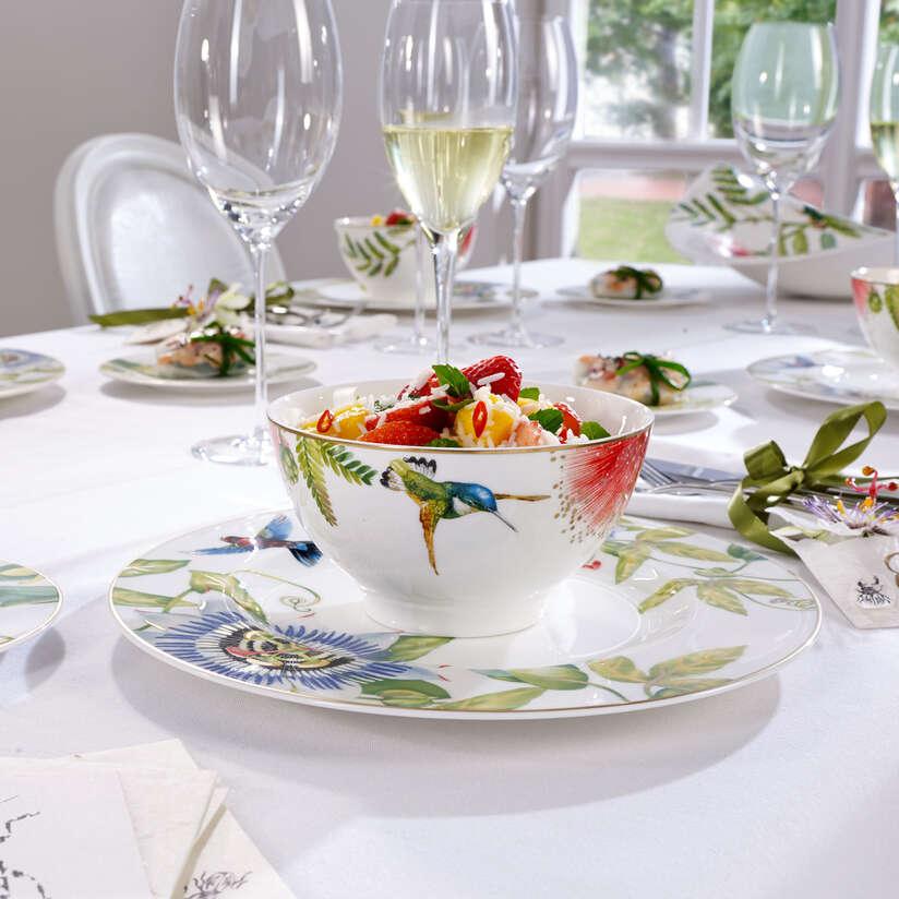 Bowl Salada Rhovella Maison Amazônia Porcelana Tropical 550ml Luxo
