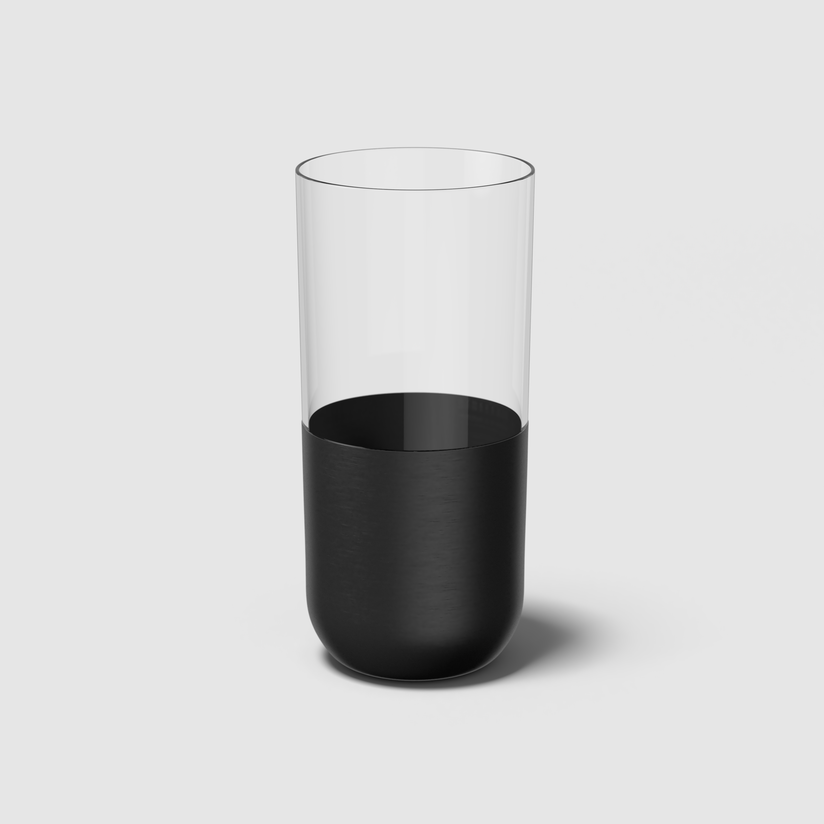 Conjunto 4 Copos Long Drink Rhovella Maison Caviar Noir Cristal 300ml Luxo
