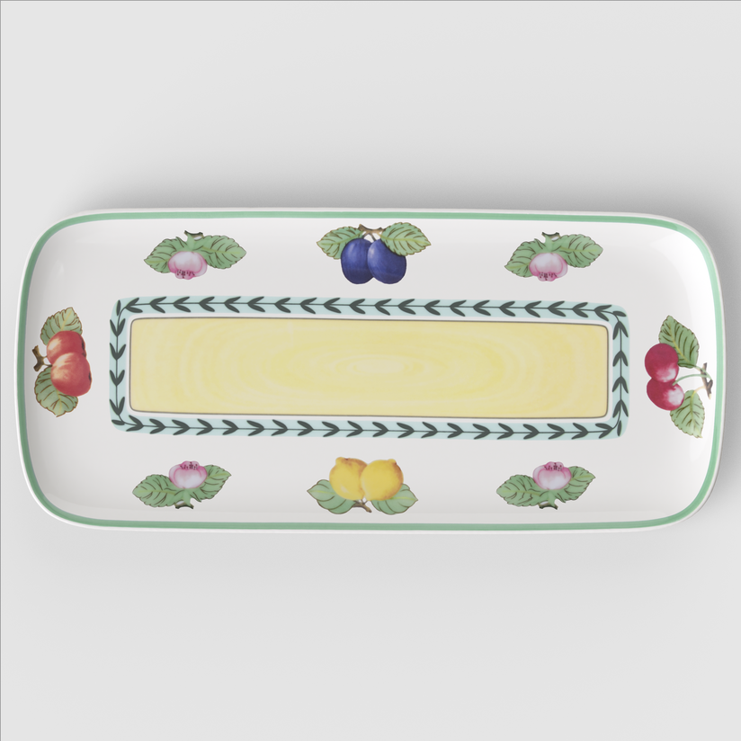 Travessa Rasa Retangular Rhovella Maison Dionysia Porcelana Frutas Luxo
