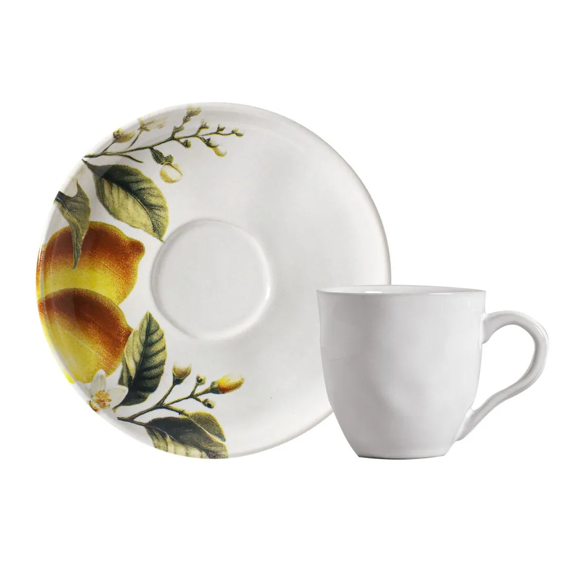 Conjunto Com 6 Xícaras De Chá Orgânico 170ml E 6 Pires Limone d'Oro Rhovella Maison