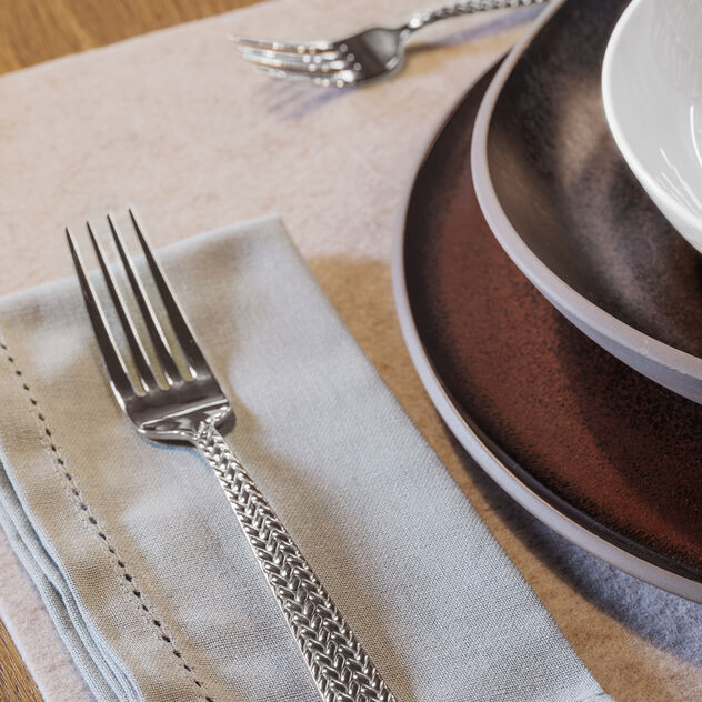 Jogo de Talheres Rhovella Maison Caviar Noir 30 Peças Inox Texturizado Luxo