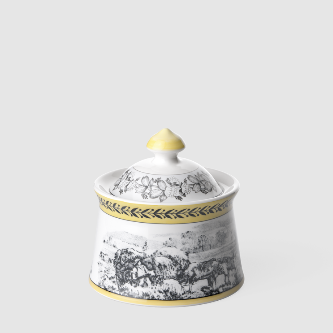 Açucareiro Rhovella Maison Tempo de Colher Porcelana Rústica 260ml Luxo