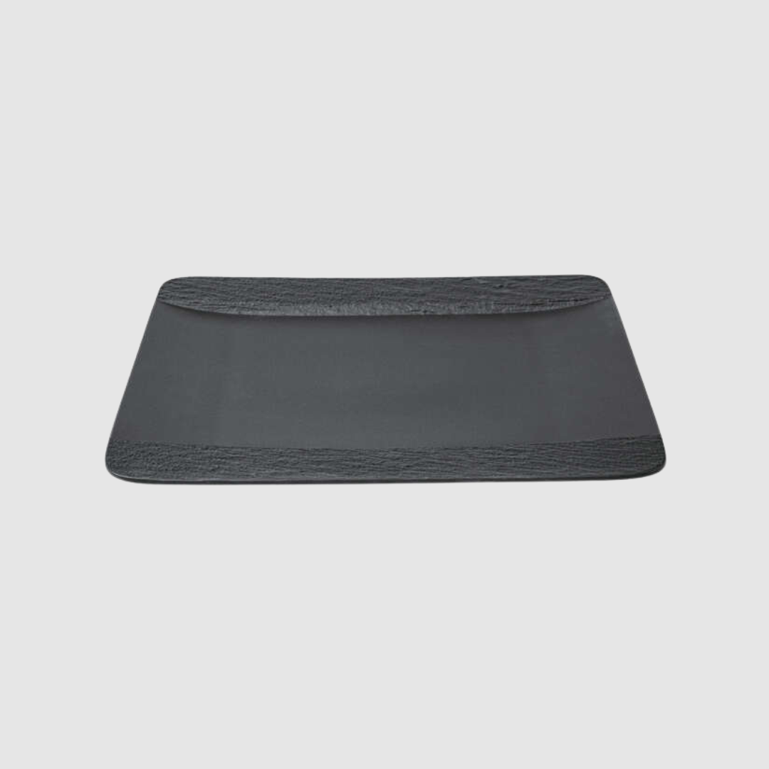 Prato Raso Rhovella Maison Caviar Noir Porcelana Quadrado Luxo