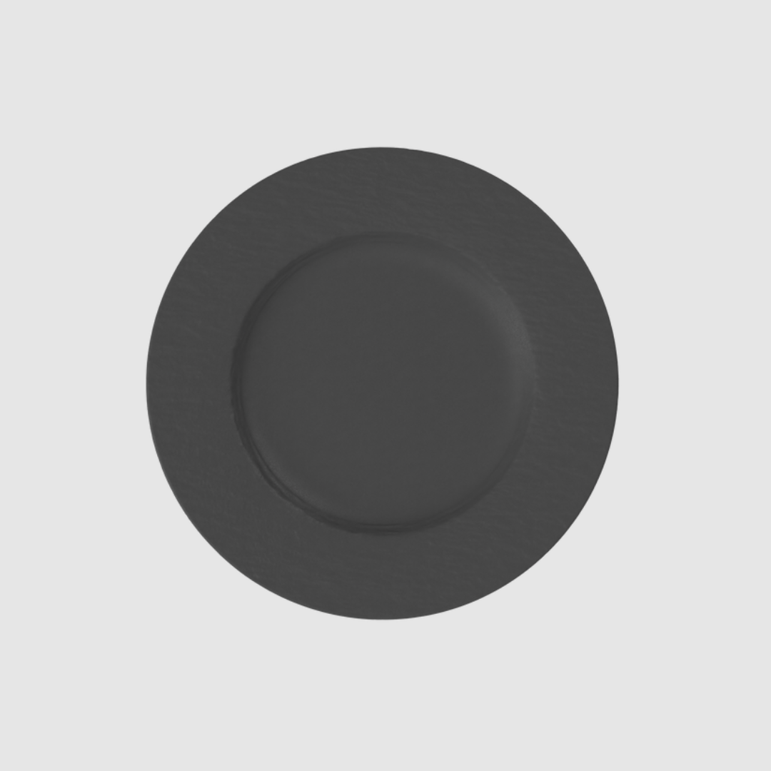 Prato Raso Rhovella Maison Caviar Noir Porcelana Preto Luxo