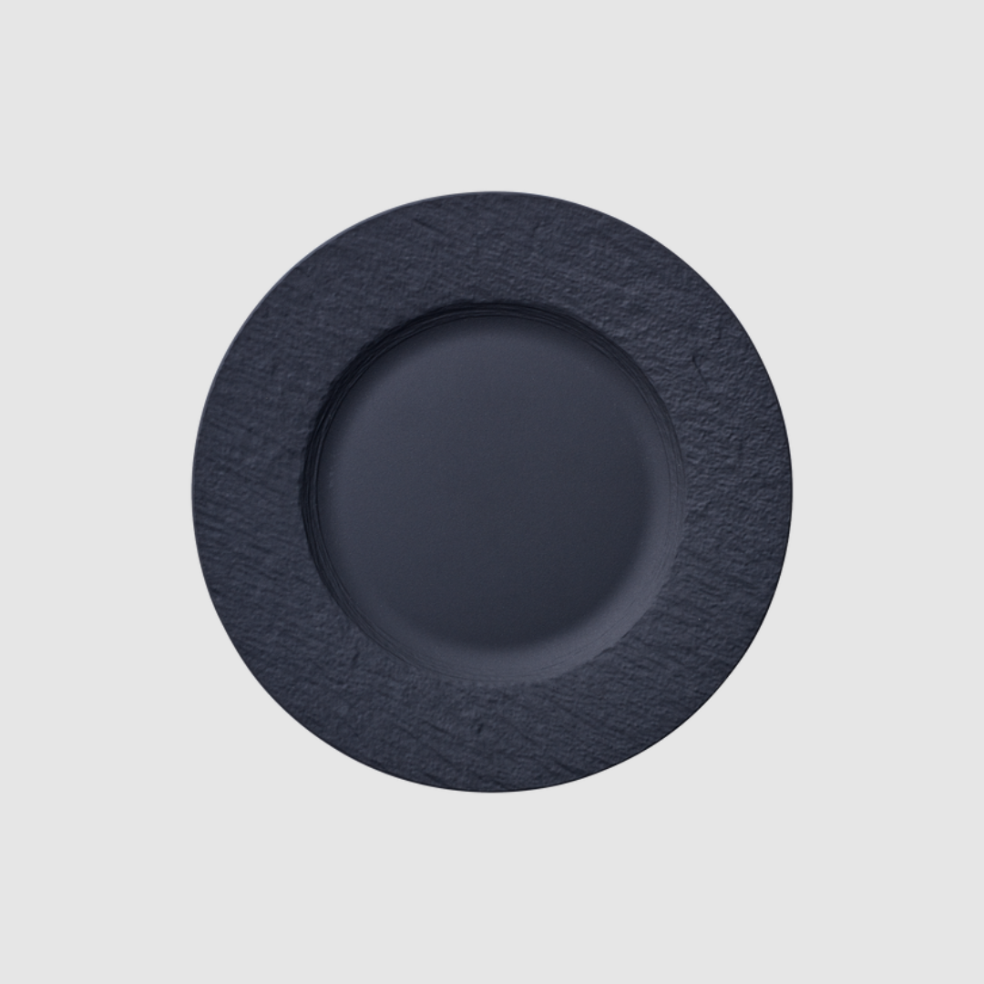 Prato Sobremesa Rhovella Maison Caviar Noir Porcelana Preto Luxo