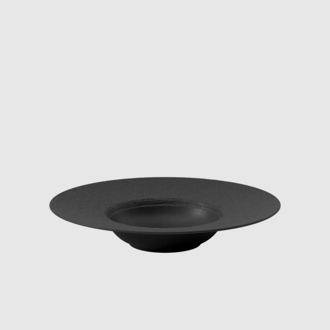 Prato Fundo Rhovella Maison Caviar Noir Porcelana Preto Luxo