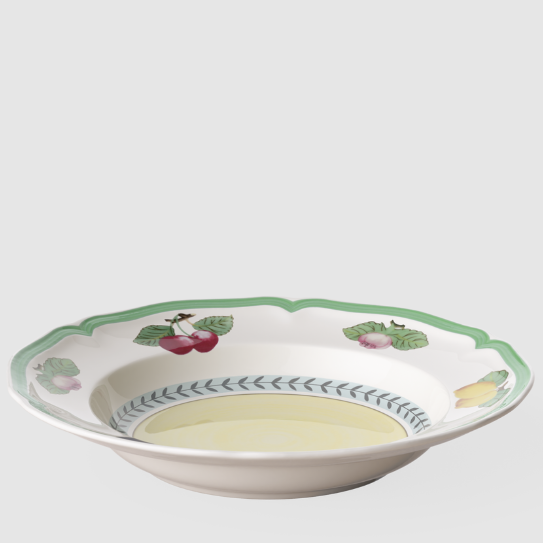 Prato Fundo Rhovella Maison Dionysia Porcelana Frutas Luxo