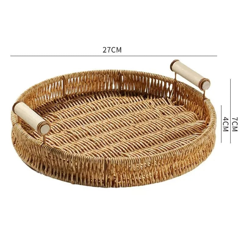 Bandeja de Armazenamento em Rattan com Alça Rhovella Maison