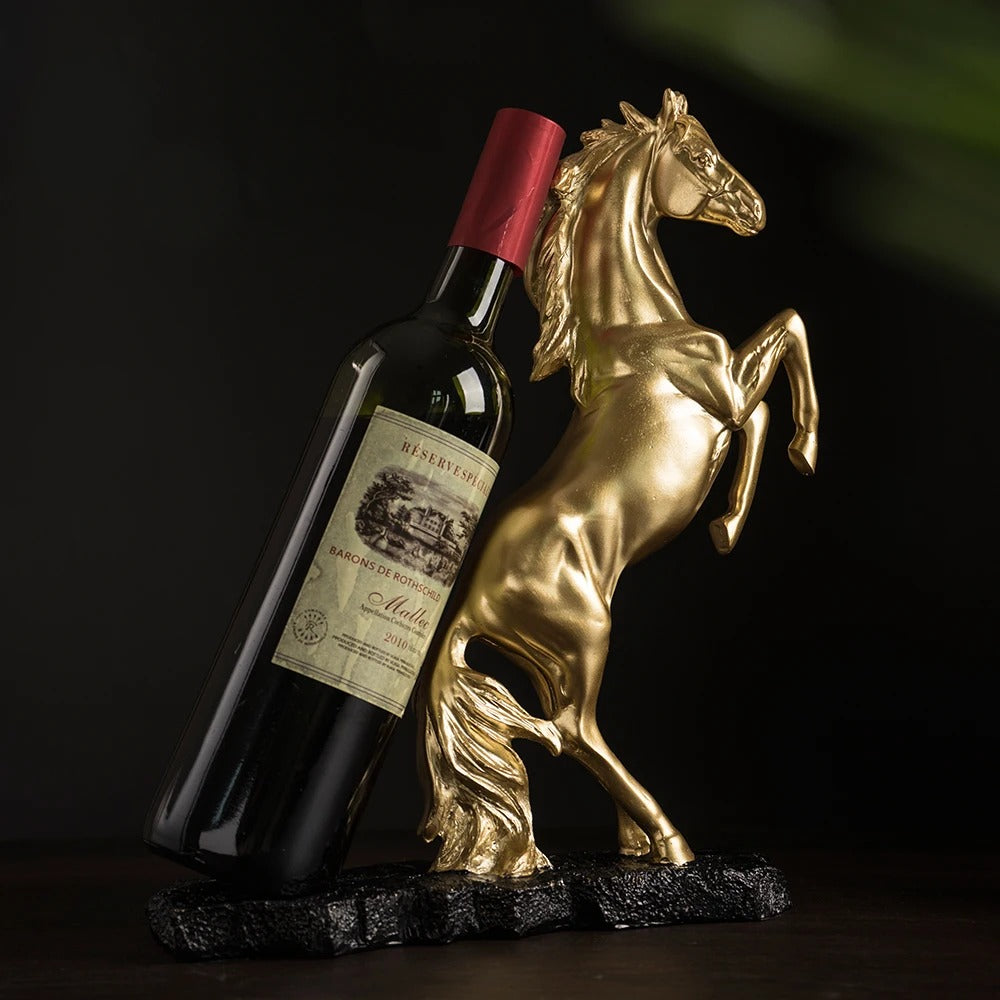 Suporte Para Garrafa De Vinho Em Forma De Cavalo Dourado Rhovella Maison