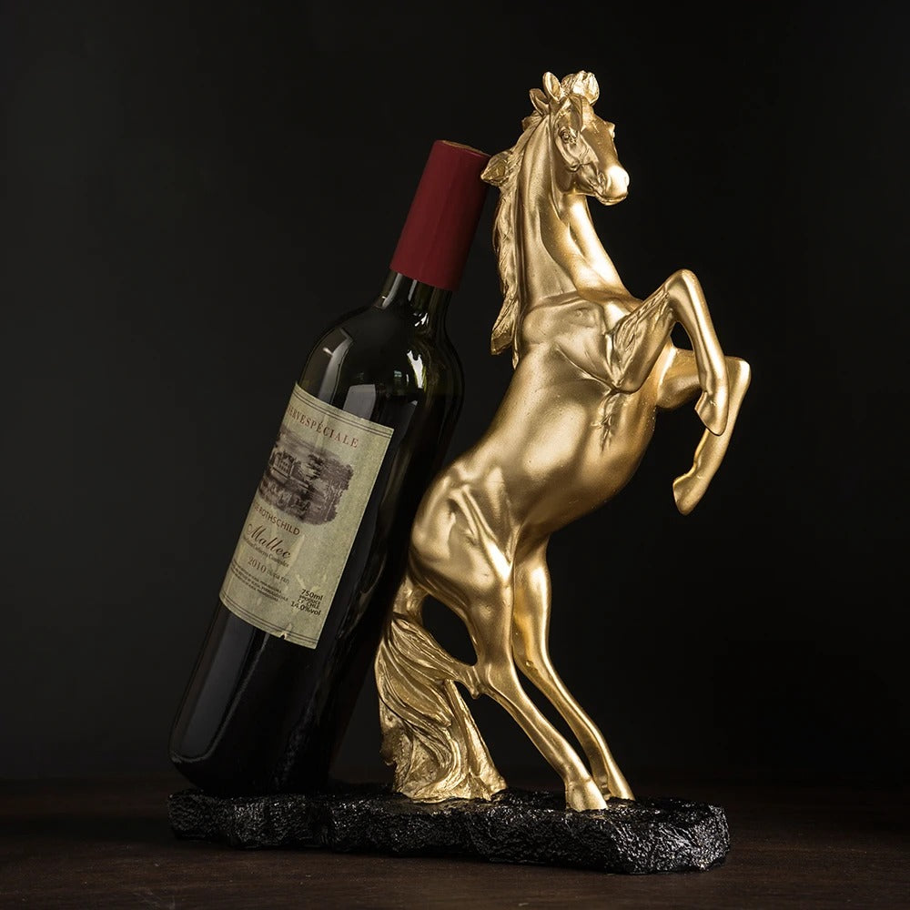 Suporte Para Garrafa De Vinho Em Forma De Cavalo Dourado Rhovella Maison