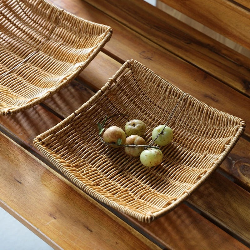 Cesto Organizador de Rattan para Cozinha Rhovella Maison