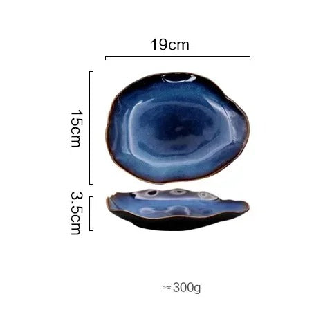 Pratos De Cerâmica Azul Profundo Rhovella Maison